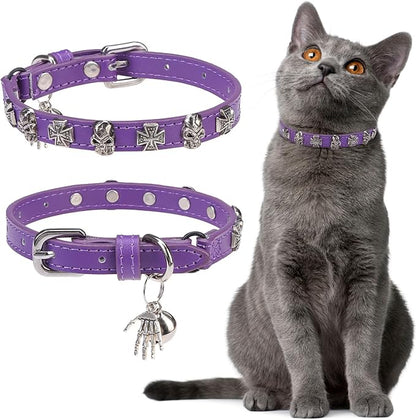 EXPAWLORER Leather Cat Collar for Girl Boy- Adjustable Pet Collar by EXPAWLORER