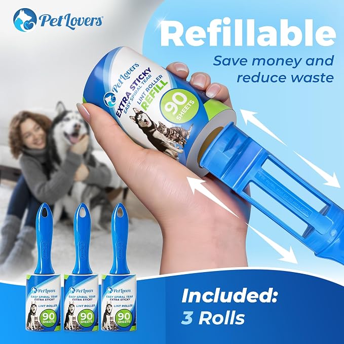 PetLovers Extra Sticky Lint Roller Value Set 270 Sheets - Image 9
