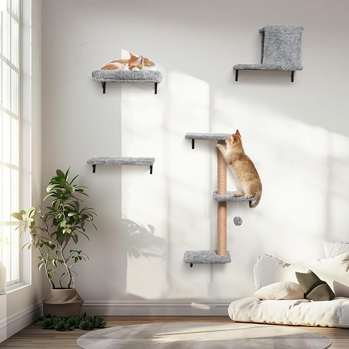 FUKUMARU Cat Wall Shelves, Stable & Safe 4 in 1 Cat Furniture Set, Wooden by FUKUMARU
