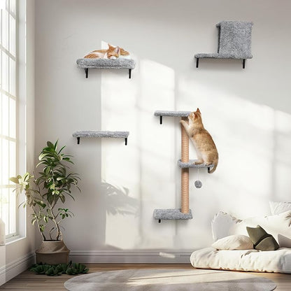 FUKUMARU Cat Wall Shelves, Stable & Safe 4 in 1 Cat Furniture Set, Wooden by FUKUMARU