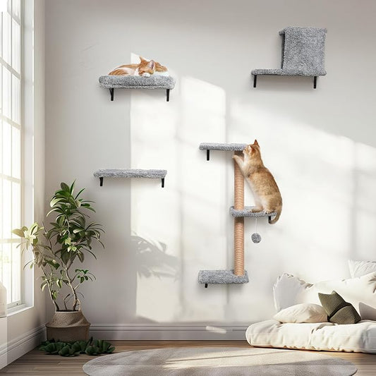 FUKUMARU Cat Wall Shelves, Stable & Safe 4 in 1 Cat Furniture Set, Wooden by FUKUMARU