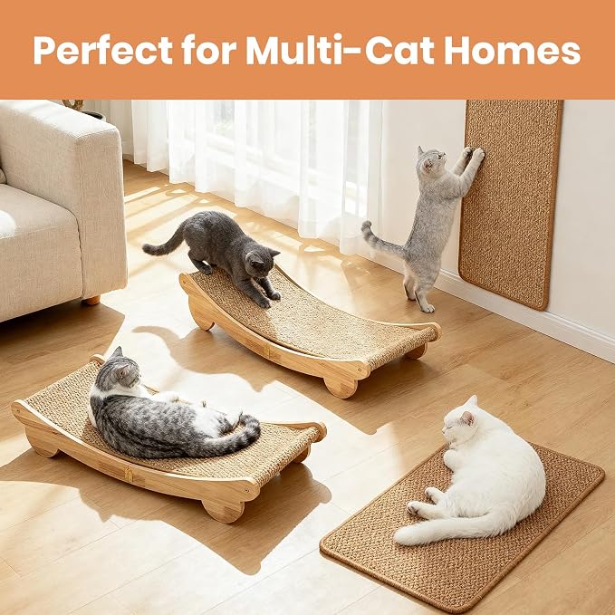 Ordora Cat Scratcher & Mat Set: 31.5" Extra Large Cat Scratch Pad&Bed – Cat - Image 5
