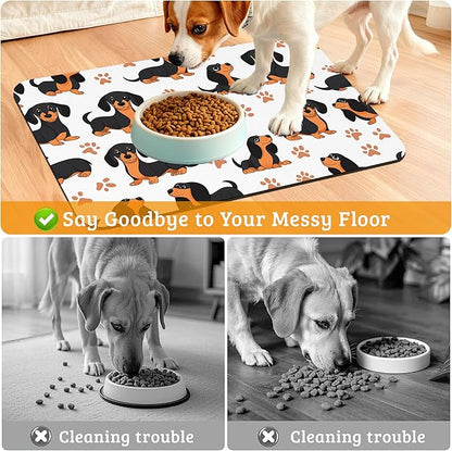 Dog Bowl Mat, Dog Dachshund Pet Feeding Mat - Image 4