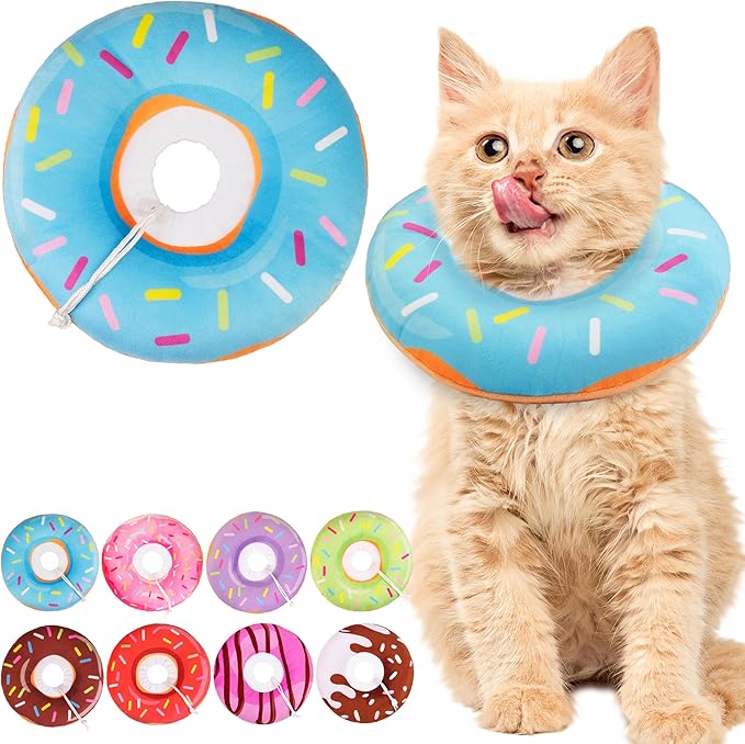 Cat Cone Collar Soft, Cute Cat Donut Collar After Surgery, Adjustable Kitten by Unknown