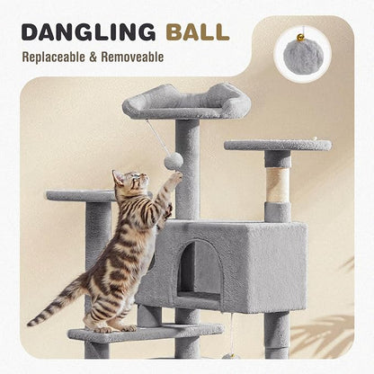 Cat Tree 54 Inch, Sisal Scratching Posts and Climbing Ladder, Pet Play Toy - Image 4