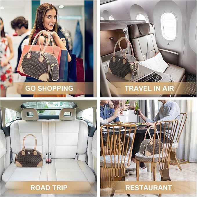 Fashion Dog Carrier PU Leather Dog Handbag Dog Purse Cat Tote Bag Pet Cat Dog - Image 6