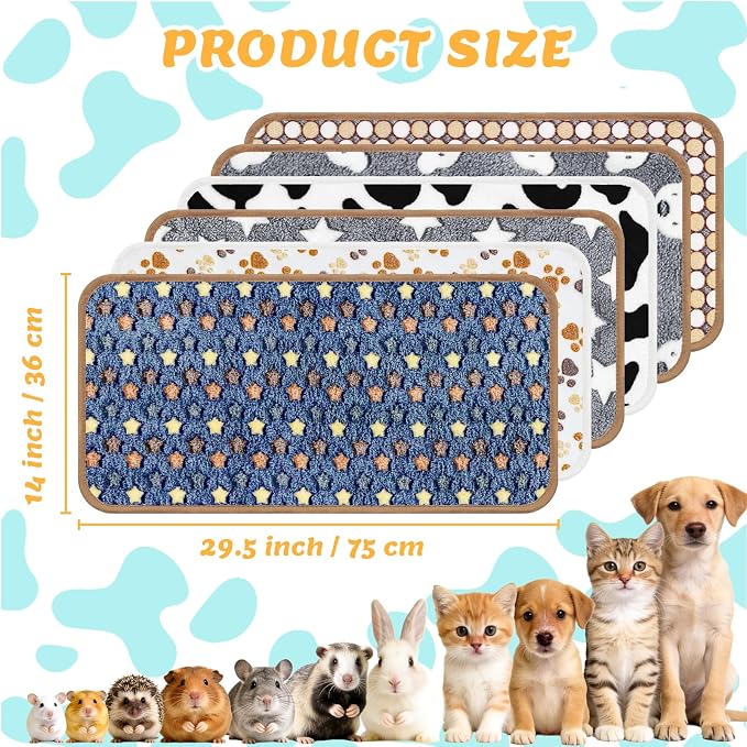 6 Pcs Guinea Pig Blankets Bedding Small Animal Cage Liners Sleep Mat Absorbent - Image 2