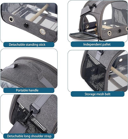 Bird Travel Carrier with Standing Perch, Lightweight Breathable Parrot Cage - Image 6