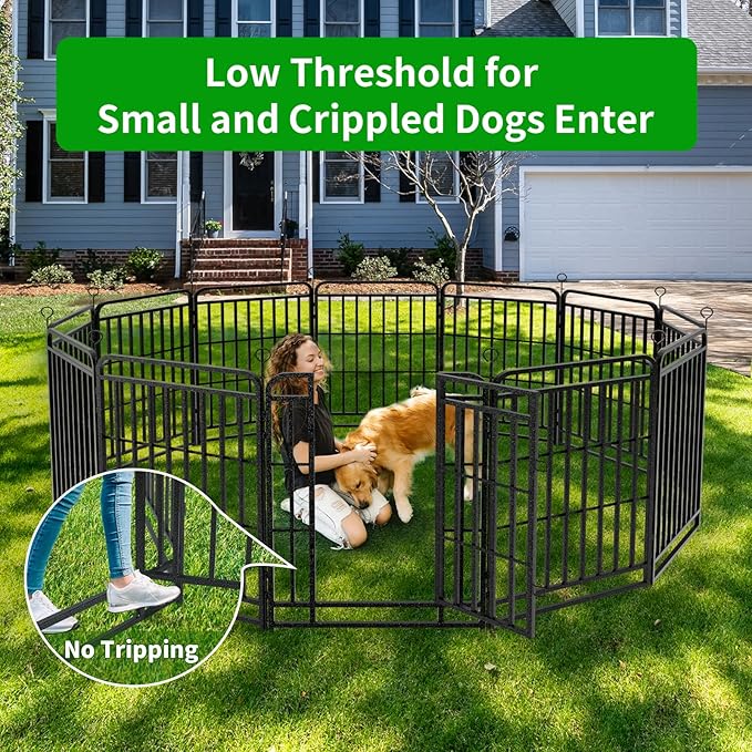 Dog Fence Outdoor 16 Piece Panels 32" Height, Square Steel Pipe - Image 3