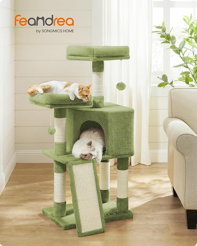 Feandrea Cat Tree, 45.3-Inch Cat Tower, Plush Condo - Image 2