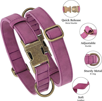 Didog Soft PU Leather Dog Collar, Stylish Quick Released Dog Collars - Image 2