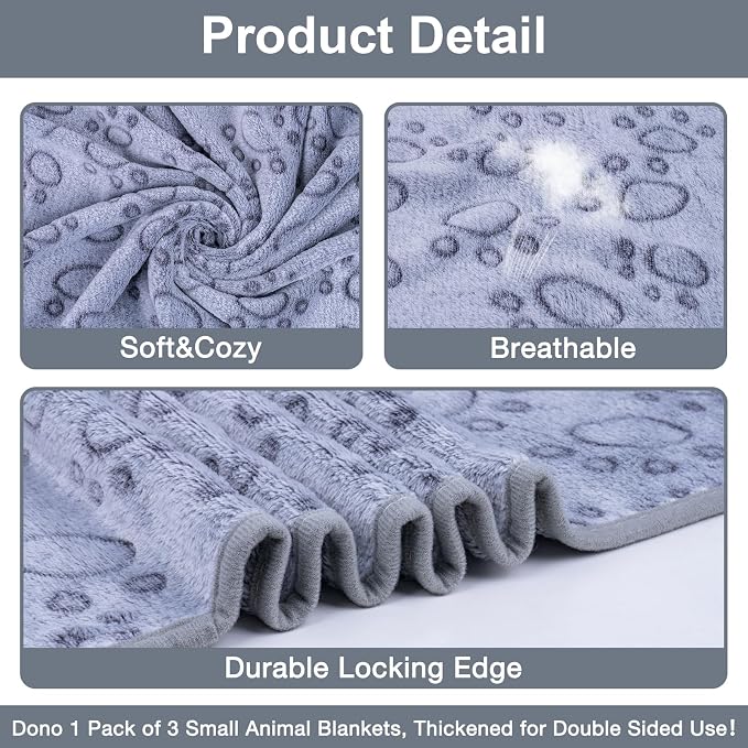 Dono 1 Pack 3 Dog Blankets, Soft Fluffy Fleece Pet Blanket Warm Sleep Mat Paw - Image 4