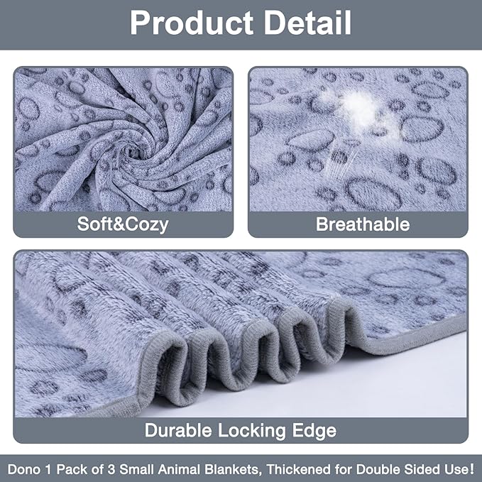 Dono 1 Pack 3 Dog Blankets, Soft Fluffy Fleece Pet Blanket Warm Sleep Mat Paw - Image 4