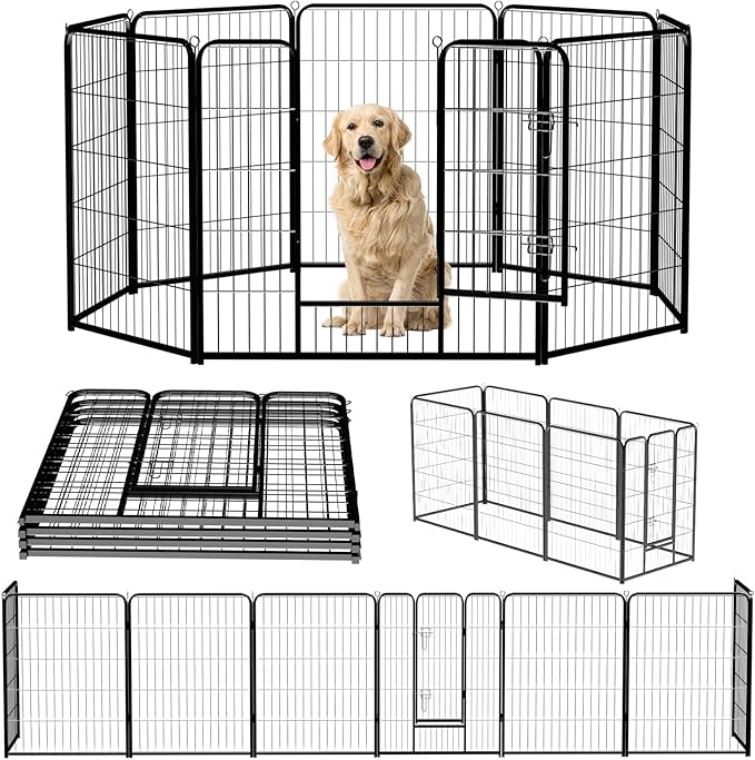 NEWBULIG Dog Playpen 8 Panels 40" Height Foldable Heavy Duty Metal Dog Exercise by NEWBULIG