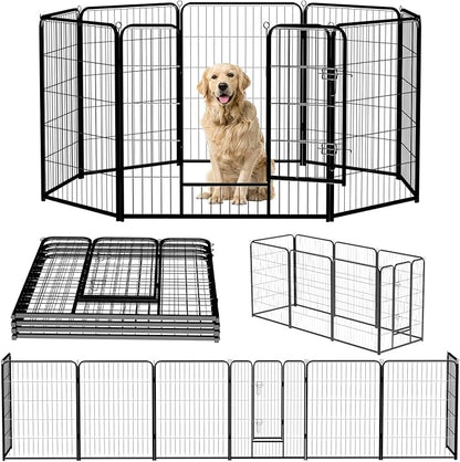 NEWBULIG Dog Playpen 8 Panels 40" Height Foldable Heavy Duty Metal Dog Exercise by NEWBULIG