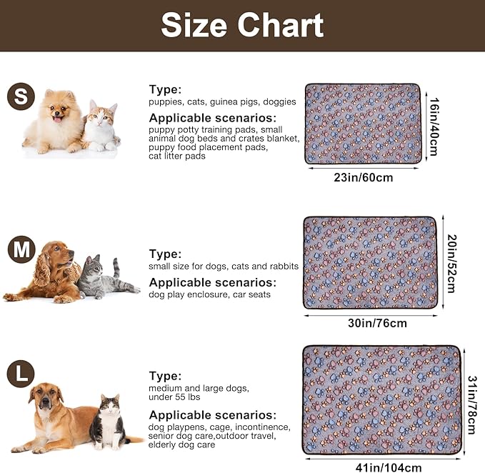 Dono 1 Pack 3 Dog Blankets for Small Dogs, Soft Fluffy Paw Print Pattern Fleece - Image 3