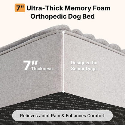 Veehoo Orthopedic Dog Bed for Large Senior Dogs, 7 Inch Thick XL Memory Foam - Image 2
