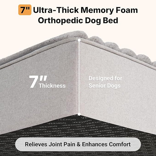 Veehoo Orthopedic Dog Bed for Large Senior Dogs, 7 Inch Thick XL Memory Foam - Image 2