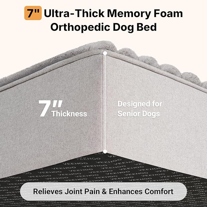 Veehoo Orthopedic Dog Bed for Large Senior Dogs, 7 Inch Thick XXL Memory Foam - Image 2