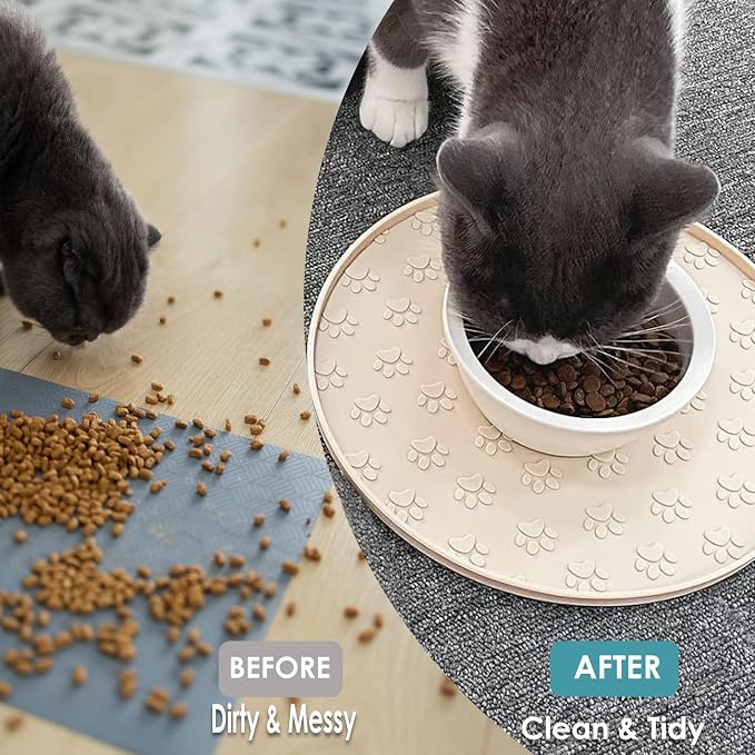 Pet Feeding Mat, Waterproof, Raised Edges to Prevent Spills, Easy Clean in - Image 5