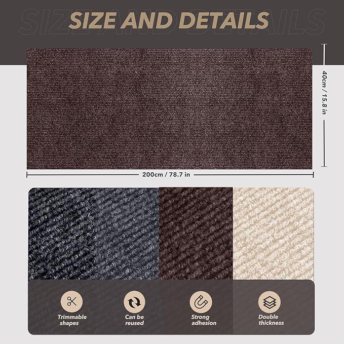 78.7"X15.8" Cat Scratching Mat, Self-Adhesive Cat Scratch Carpet, DIY Cats - Image 4