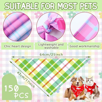 100 Pcs Spring Dog Bandanas Bulk Pet Bibs Colorful Triangle Scarf Pet Bandanas - Image 3