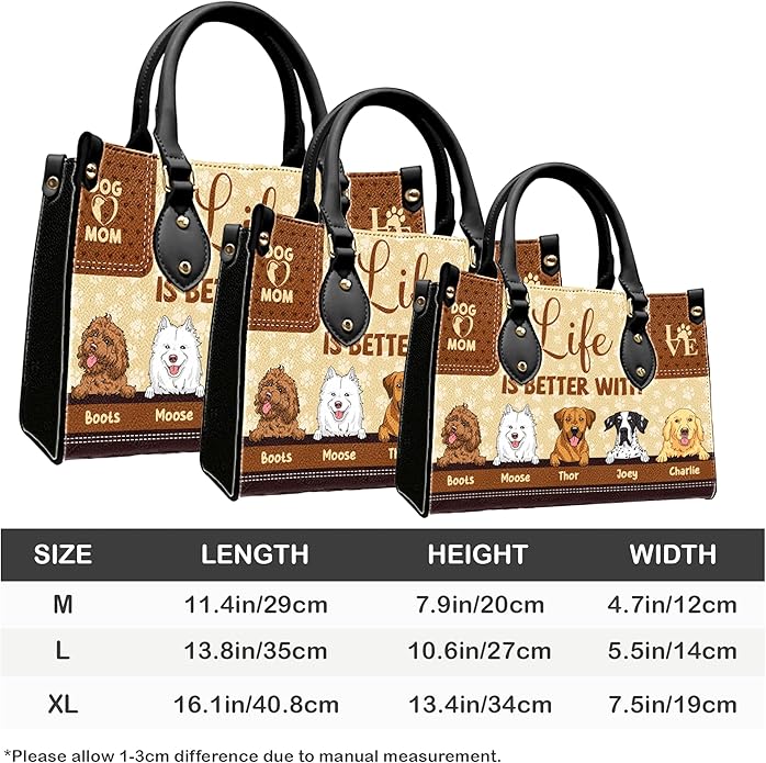 Personalized Pet Mom Leather Handbag – Custom Name Dog Cat Photo Purse - Image 6