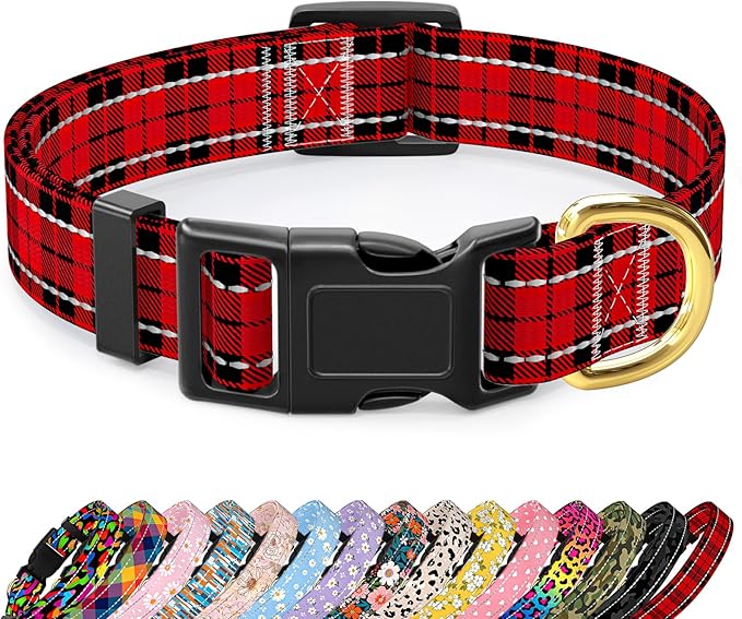 Reflective Dog Collar for Medium Dogs, Cute Boho Adjustable Heavy-Duty Nylon by TMOODEL