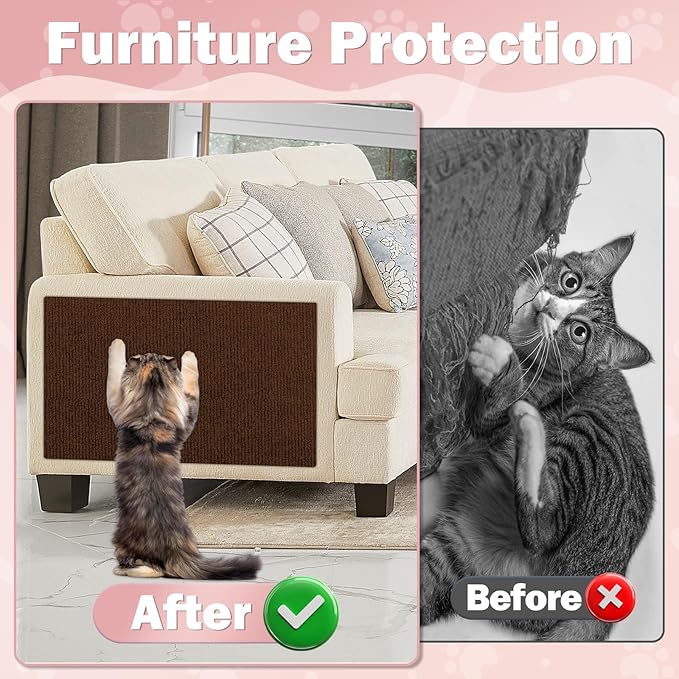 Cat Scratcher Pad, 47.2"x15.8" Scratching Mat, Trimmable Anti Scratch Bed Couch - Image 3