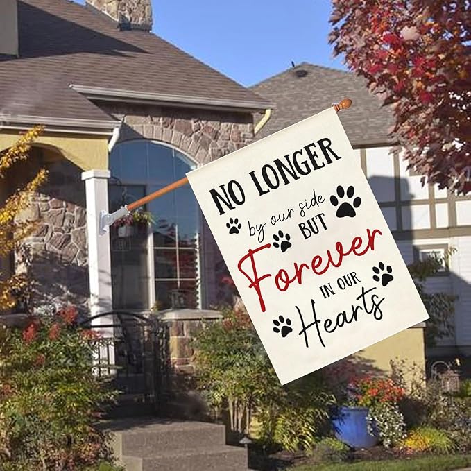 Pet Memorial House Flag No Longer By My Side Forever in Our Heart 28x40 Inch - Image 2