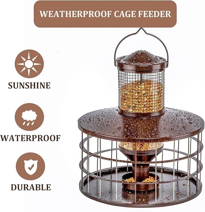 Upgraded Squirrel Proof Bird Feeders, 3Lbs Capacity Caged Bird Feeder, - Image 3