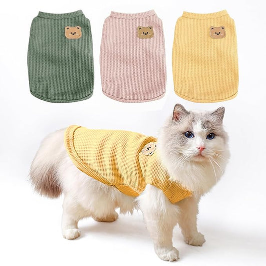 Waffle Knit Cat & Dog T Shirt for Small Dogs, Stretchable Puppy Shirt for by Unknown