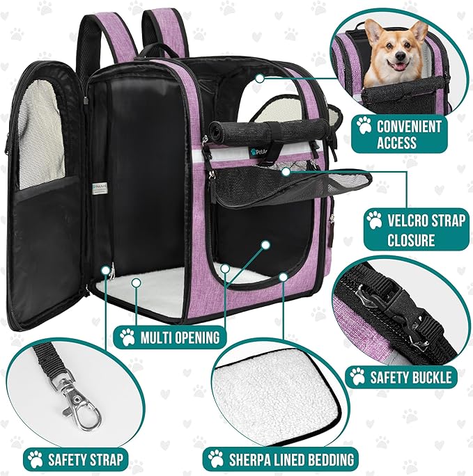 PetAmi Dog Backpack Carrier For Small Large Cat, Ventilated Pet Hiking Backpack - Image 4