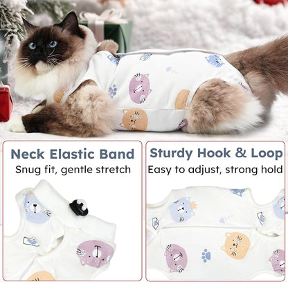 Cat Recovery Suit for Spay Abdominal Wounds, Breathable Cat Onesie for Cats - Image 3
