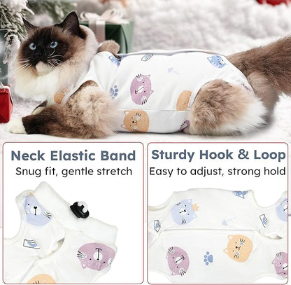 Cat Recovery Suit for Spay Abdominal Wounds, Breathable Cat Onesie for Cats - Image 3