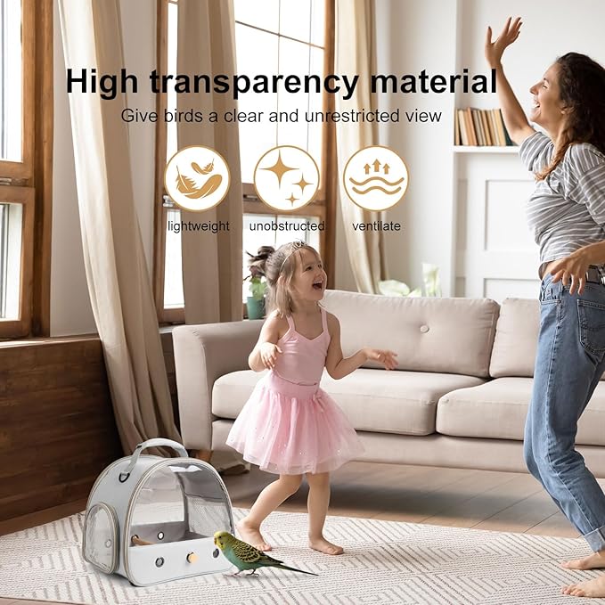 Bird Travel Carrier Cage, Portable Small Bird Parrot Parakeet Carrier - Image 5