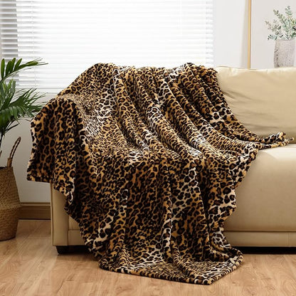 Bnuitland Leopard Print Fleece Flannel Twin Size Blanket, Super Soft 300 GSM by BNUITLAND