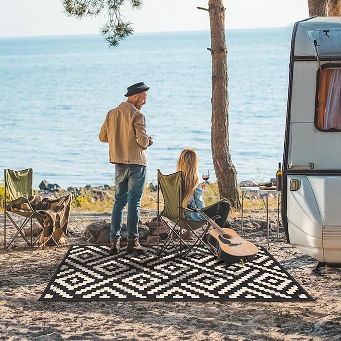 GENIMO Outdoor Rug 3'x5' Waterproof, Reversible Camping Mat, Plastic Straw Rugs - Image 4