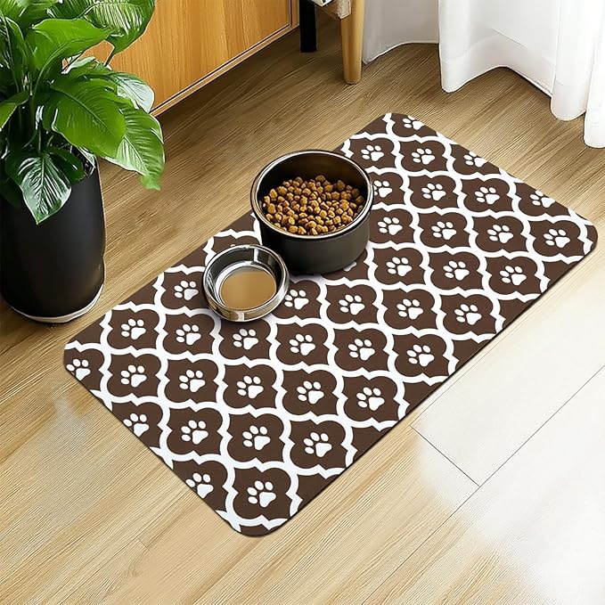 Dog Food Mat 16X24 Inch Pet Feeding Absorbent Mats by Xspatroias