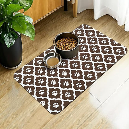 Dog Food Mat 16X24 Inch Pet Feeding Absorbent Mats by Xspatroias