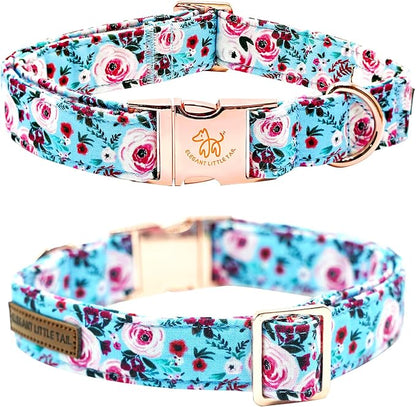Elegant little tail Dog Collar, Rose Print Pet Collar Summer Dog Collar Durable - Image 4