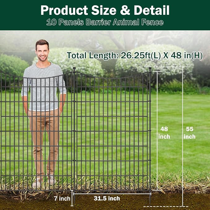 10 Panels No Dig Dog Fence Outdoor - Image 2