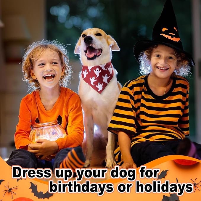 Sanwuta 120 Pcs Halloween Dog Bandanas Bulk Skeletons Pumpkin Bat Skull Ghost - Image 6