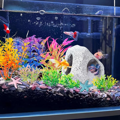 COMSUN 12 PCS Aquarium Decoration Cave Set, Ceramic Fish Tank Hideaway Rock - Image 7