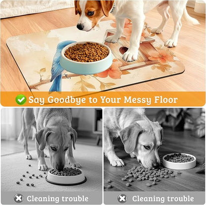 Dog Bowl Mat, Fall Leaves Absorbent Dogs Placemat - Image 4