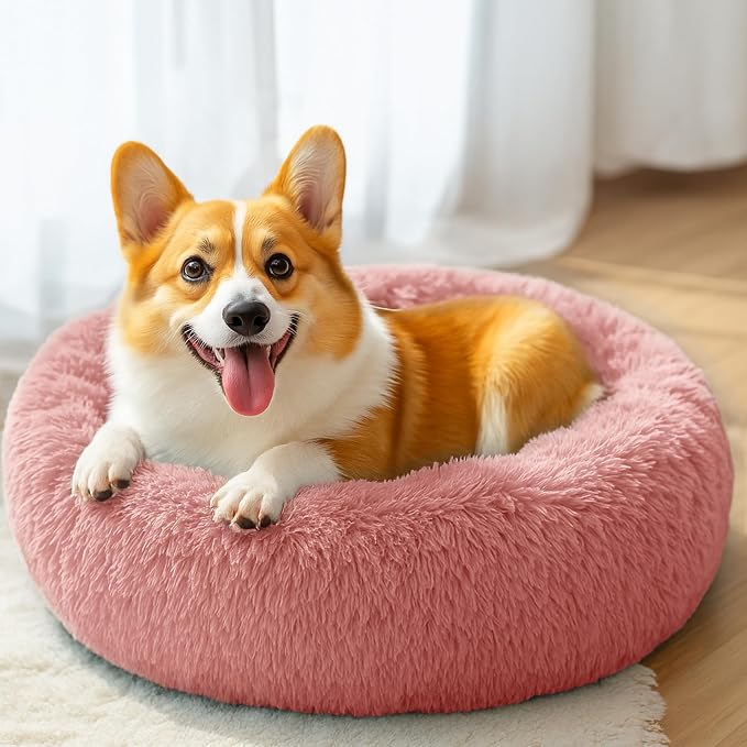 28in Large Dog Bed, Medium Size Dog and Cats, Calming Donut Bed - Image 5