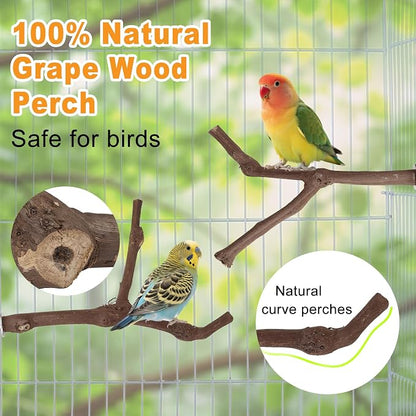 7PCS Bird Perches, Natural Wood Parrot Perch Stand, Bird Perch Chewing Stick - Image 3