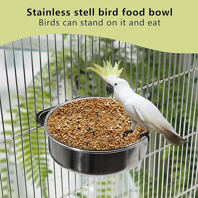 2 Pcs Small Bird Feeding Dish Cups, Parrot Food Bowl Cage - Image 5