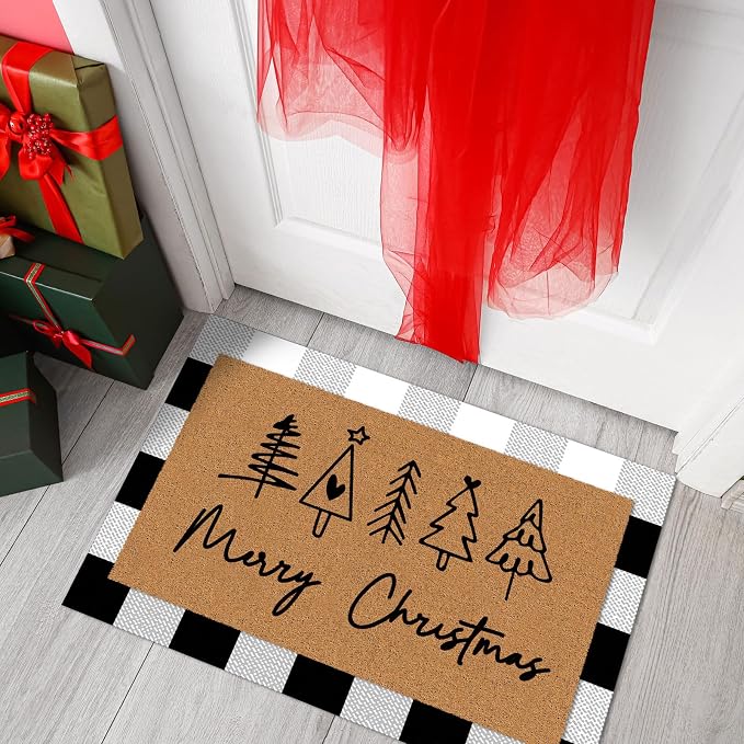 Tinideya 2 Pcs Door Mat Welcome Non Slip Coir Mats Floor Layering Doormats - Image 7