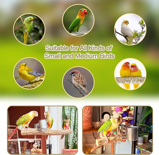3-Layer 16-63 Inch Height Adjustable Bird Perch Pepper Wood Birds Training - Image 7